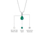 White gold descriptive image of may birthstone pear shaped green agate and diamond pendant