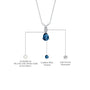 Details of September birthstone pear-shaped London blue topaz and diamond pendant