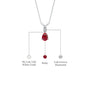 White gold descriptive image of july birthstone pear-shaped opaque ruby and diamond pendant