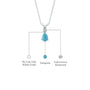 White gold descriptive image of december birthstone pear-shaped turquoise and diamond pendant