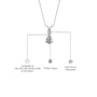 White gold descriptive image of april birthstone pear shaped white topaz and diamond pendant 