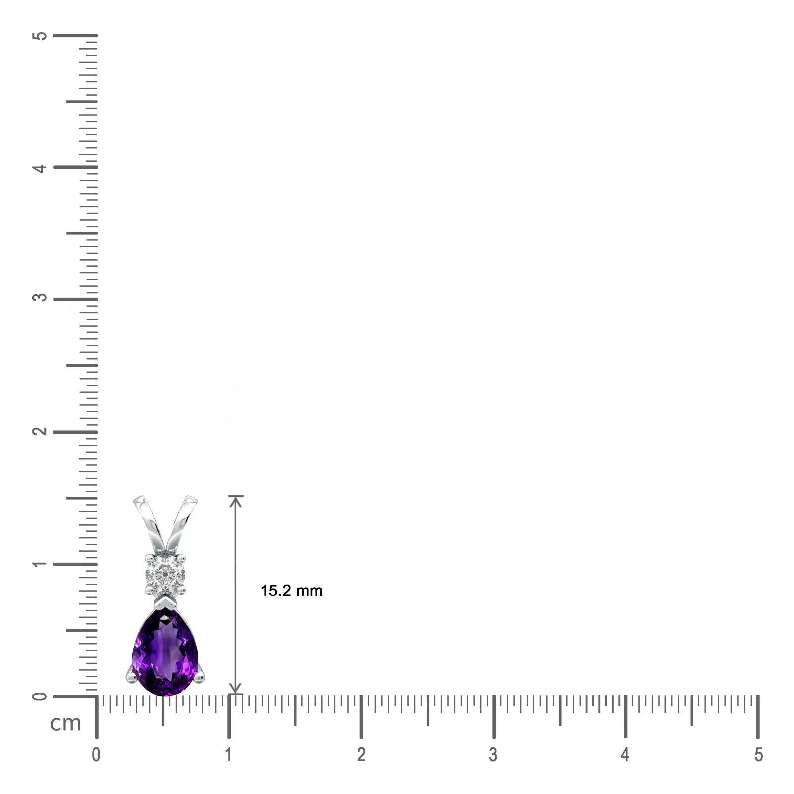 White gold scale image february birthstone pear-shaped amethyst and diamond pendant