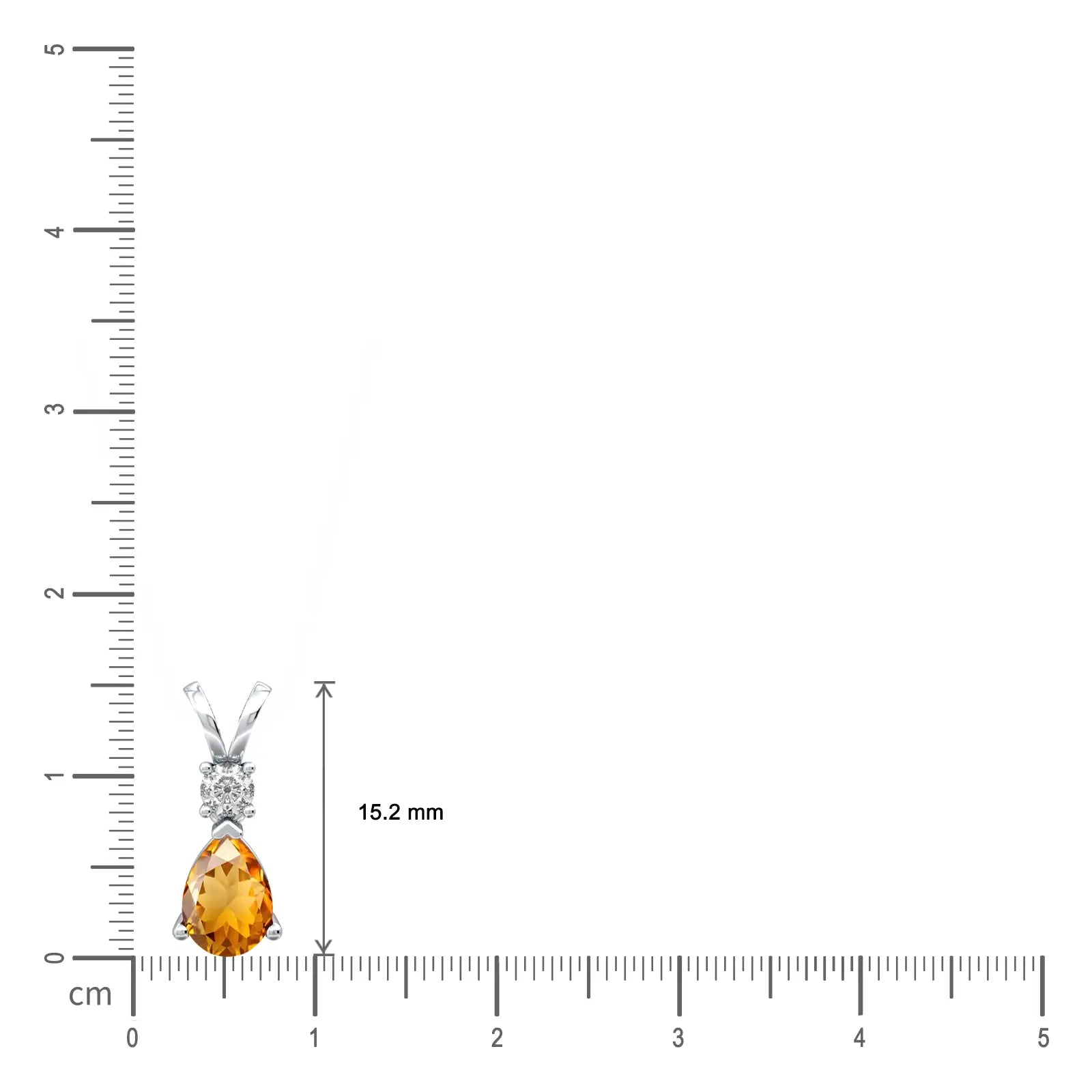 White gold scale image of november birthstone pear-shaped citrine and diamond pendant
