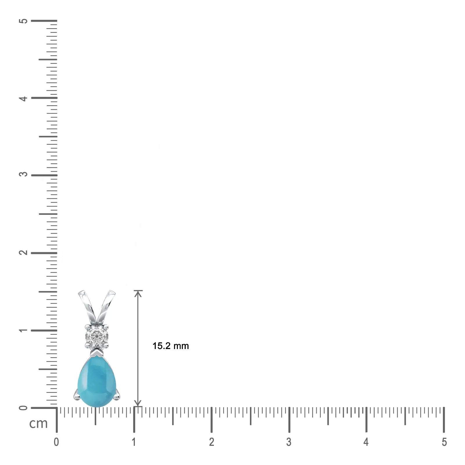 White gold scale image of december birthstone pear-shaped turquoise and diamond pendant