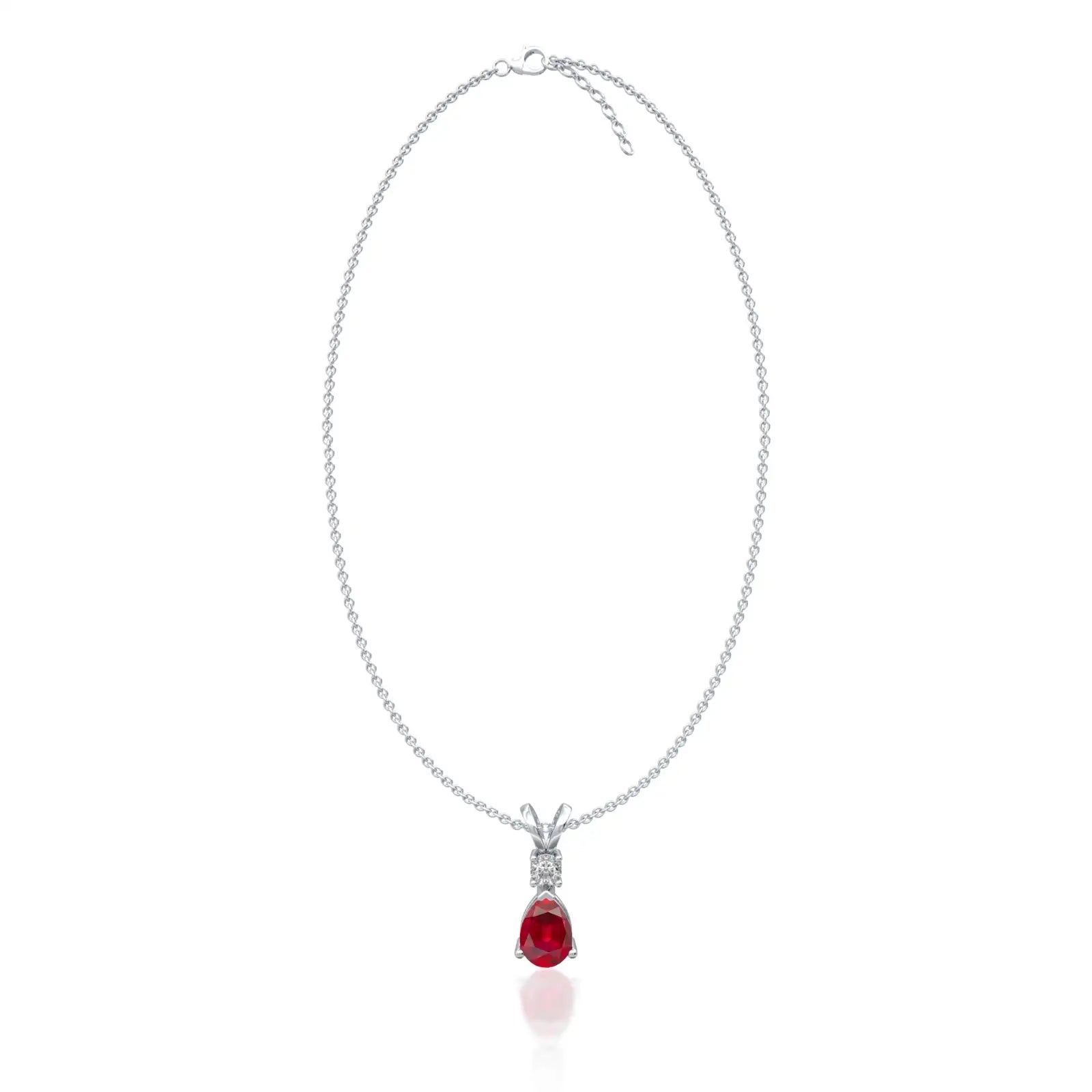 Timeless july birthstone pear-shaped opaque ruby and diamond pendant