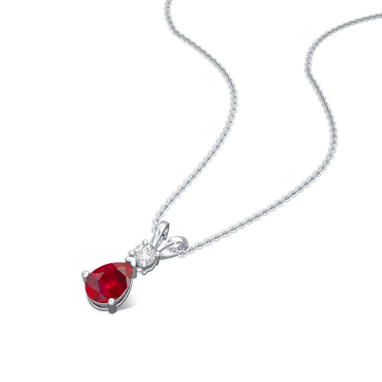 The heartbeat stone july birthstone pear-shaped opaque ruby and diamond pendant