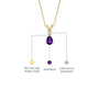 Yellow gold descriptive image of february birthstone pear-shaped amethyst and diamond pendant