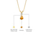 Yellow gold descriptive image of november birthstone pear-shaped citrine and diamond pendant