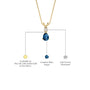 Design details of the September birthstone pear-shaped London blue topaz and diamond pendant by Fortune