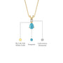 Yellow gold descriptive image of december birthstone pear-shaped turquoise and diamond pendant