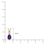 Yellow gold scale image of february birthstone pear shaped amethyst and diamond pendant