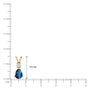 Measurement of September birthstone pear-shaped London blue topaz and diamond pendant by Fortune