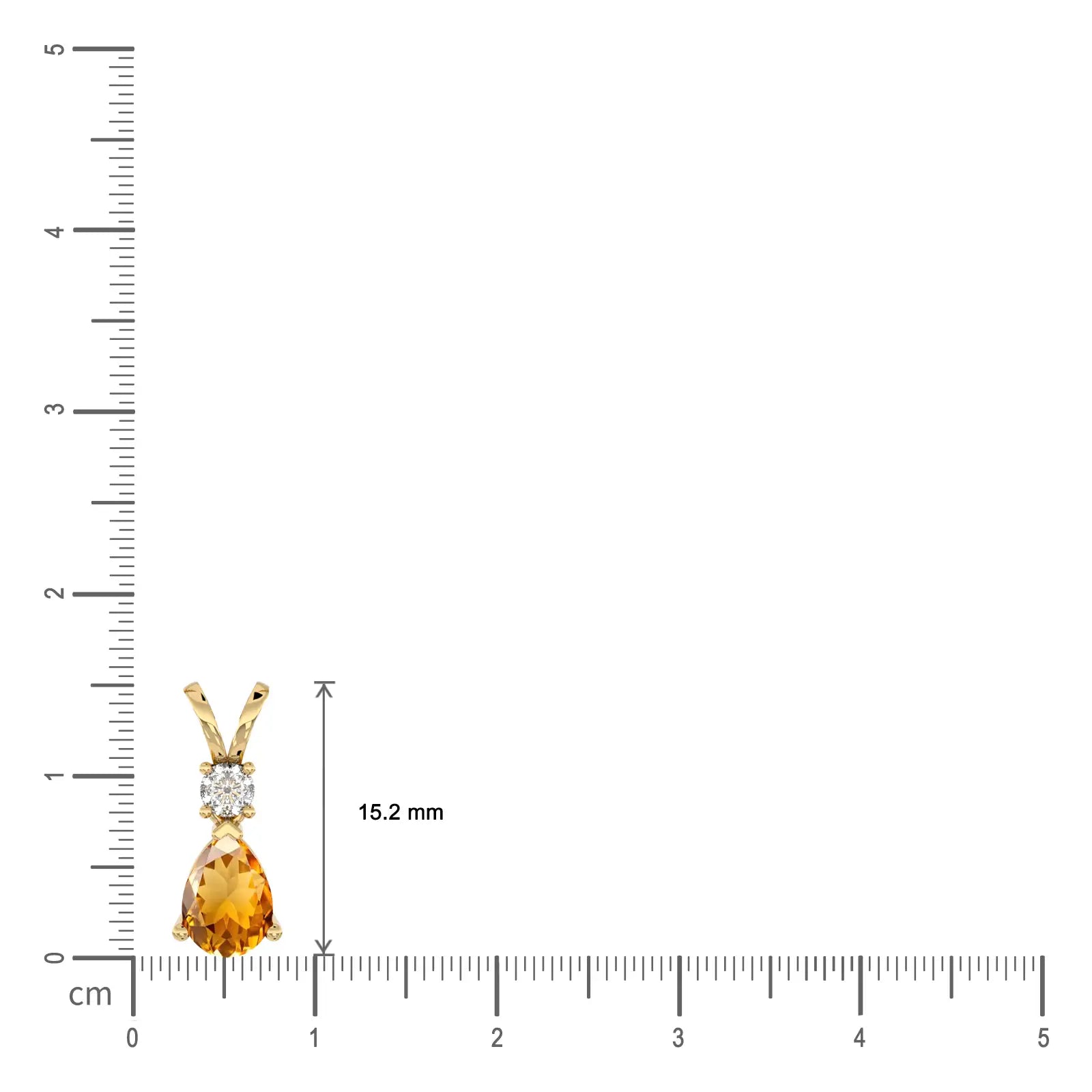 Yellow gold scale image of november birthstone pear-shaped citrine and diamond pendant