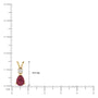 Yellow gold scale image of january birthstone pear shaped garnet and diamond pendant
