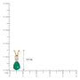 Yellow gold scale image of may birthstone pear shaped green agate and diamond pendant