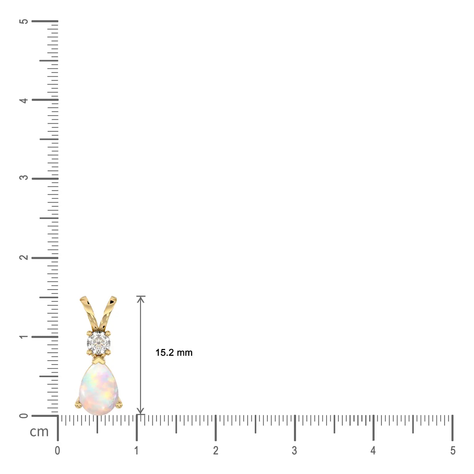Yellow gold scale image of october birthstone pear-shaped opal and diamond pendant 