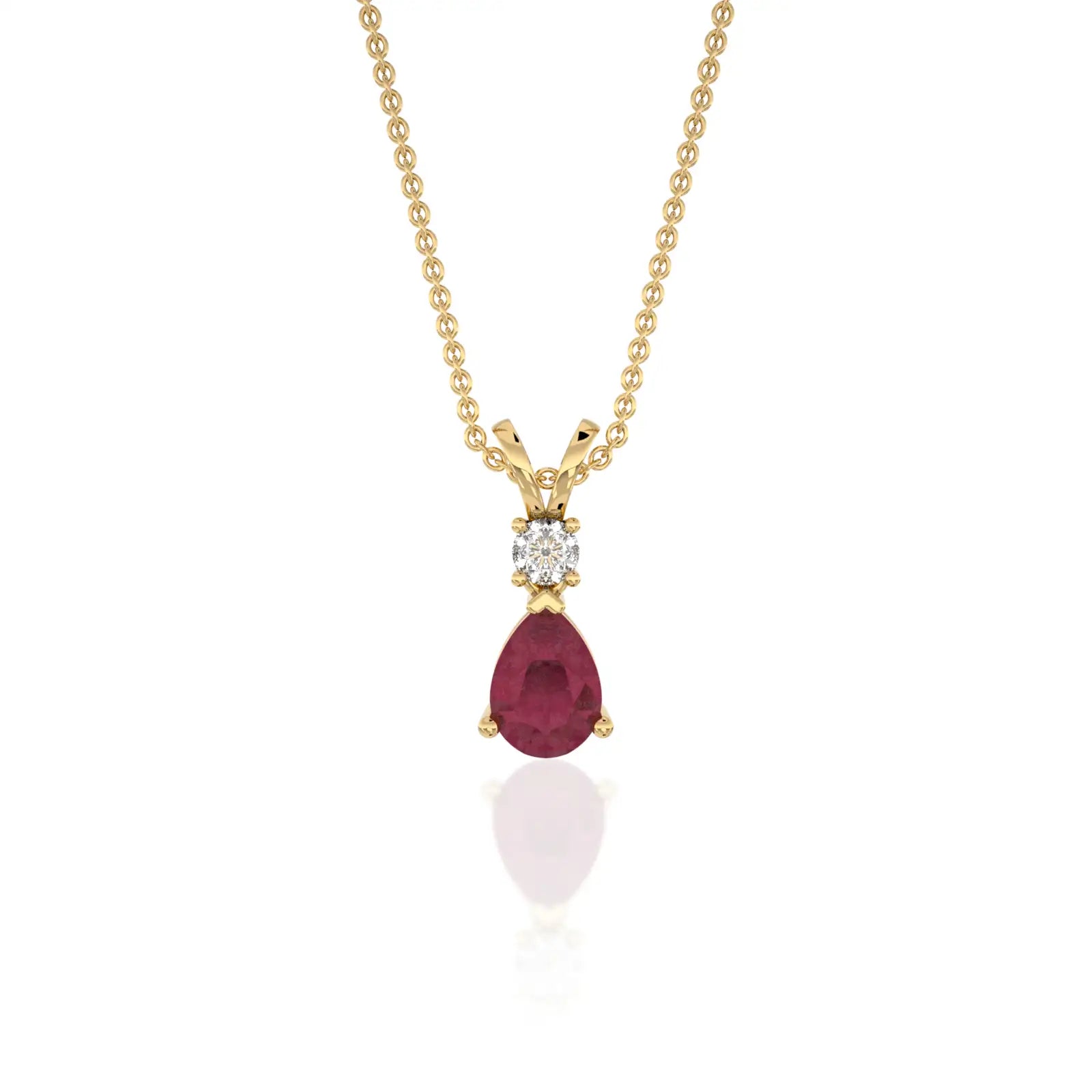 Fancy january birthstone pear shaped garnet and diamond pendant 