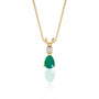 Yellow gold may birthstone pear shaped green agate and diamond pendant