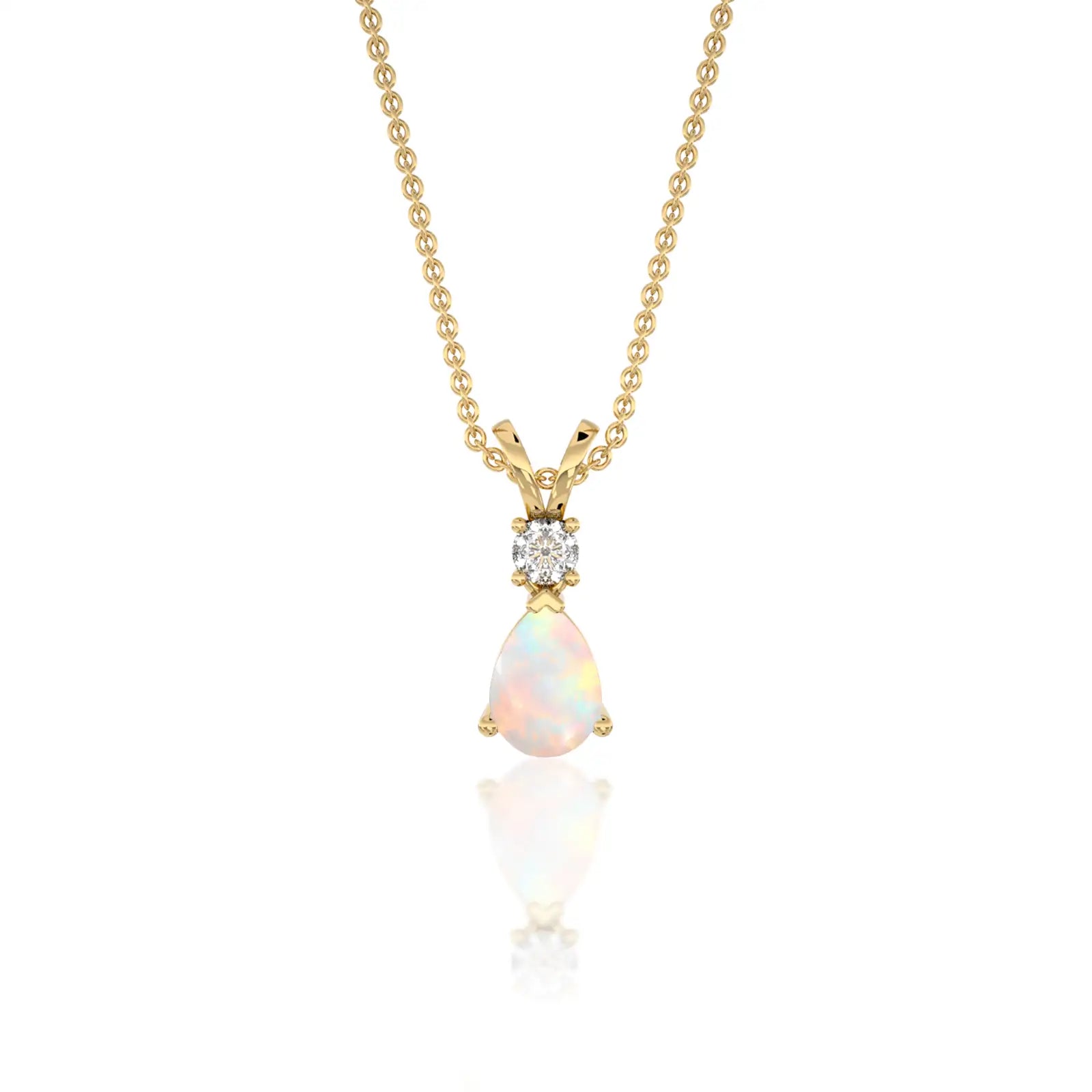 Grace in every shimmer october birthstone pear-shaped opal and diamond pendant