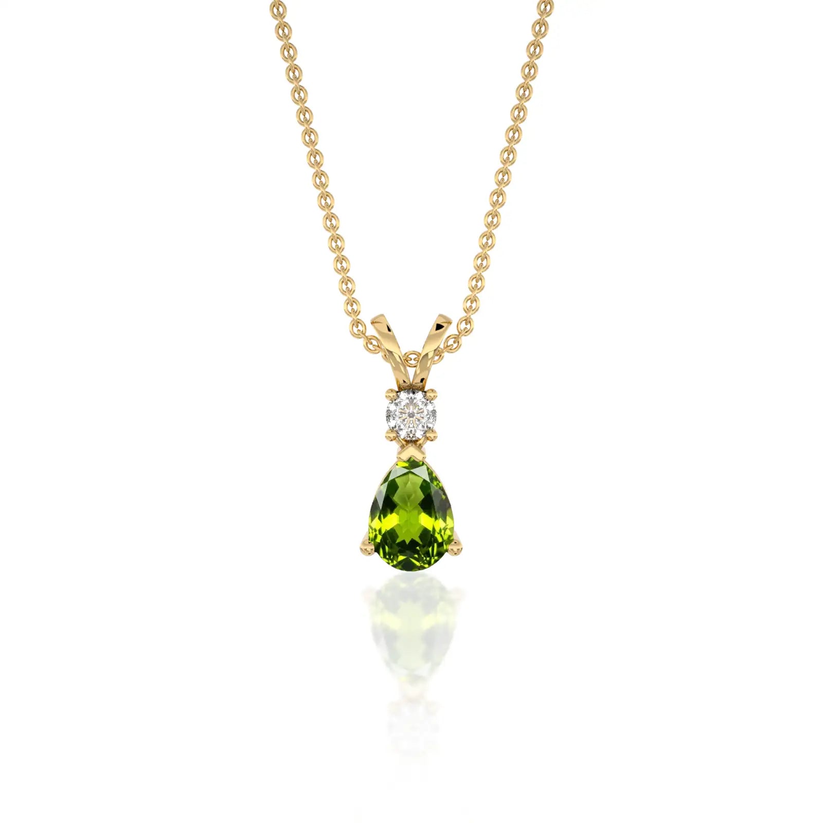 Simply stuning august birthstone pear-shaped peridot and diamond pendant