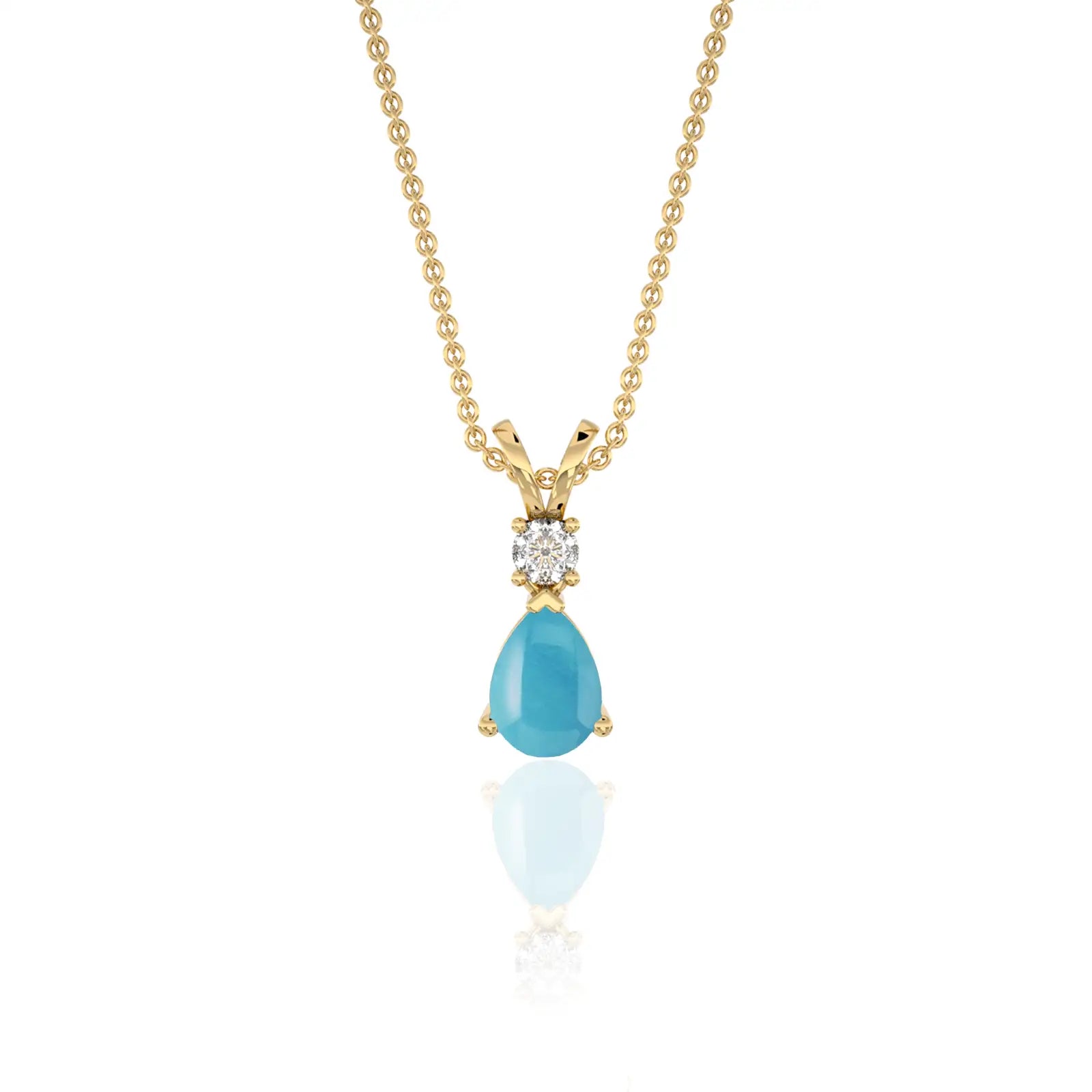 Oceanic spark december birthstone pear-shaped turquoise and diamond pendant