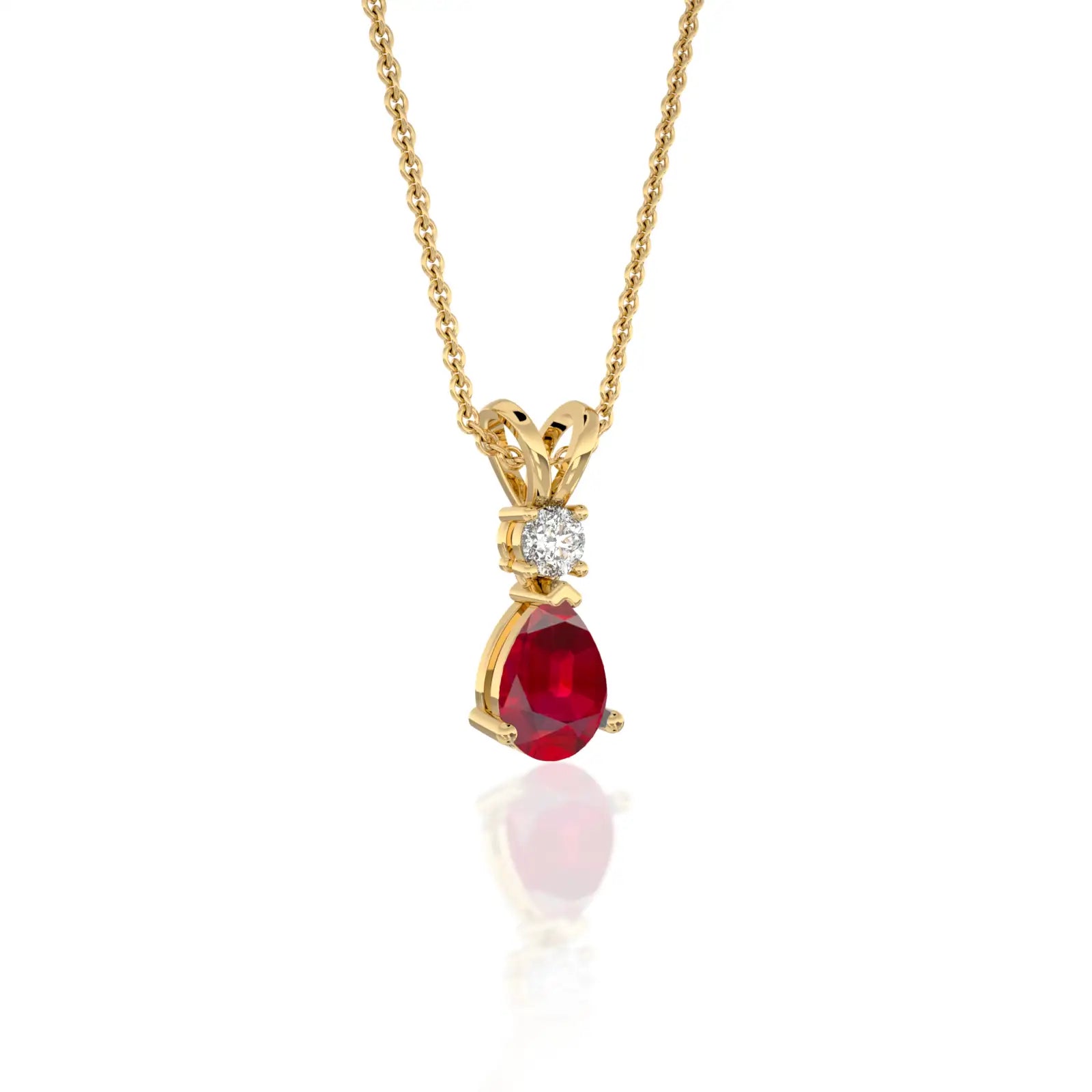 Scarlet sophisticated july birthstone pear-shaped opaque ruby and diamond pendant