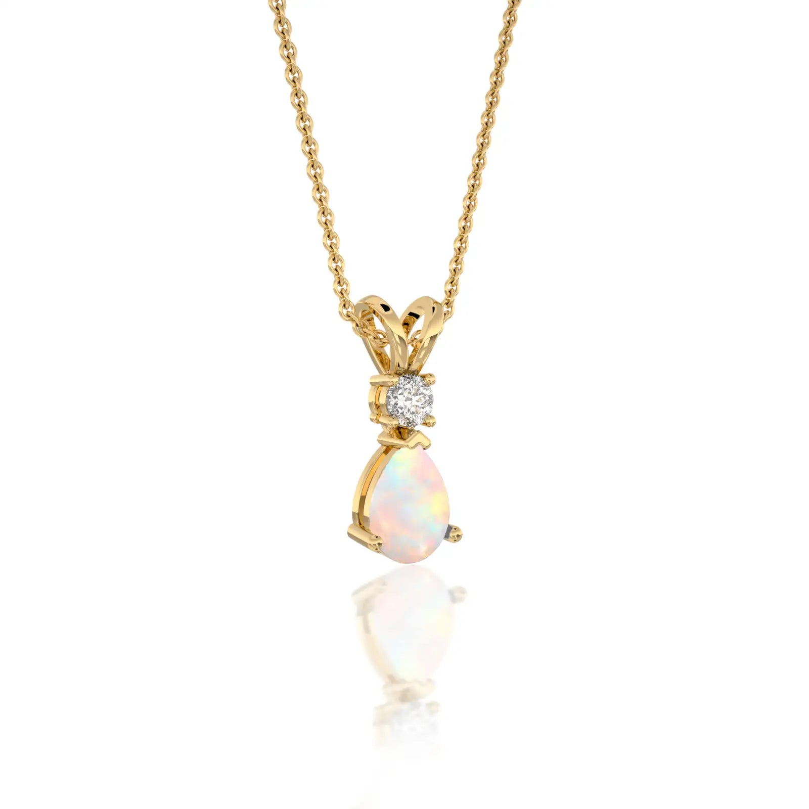 Simply sophisticated october birthstone pear-shaped opal and diamond pendant