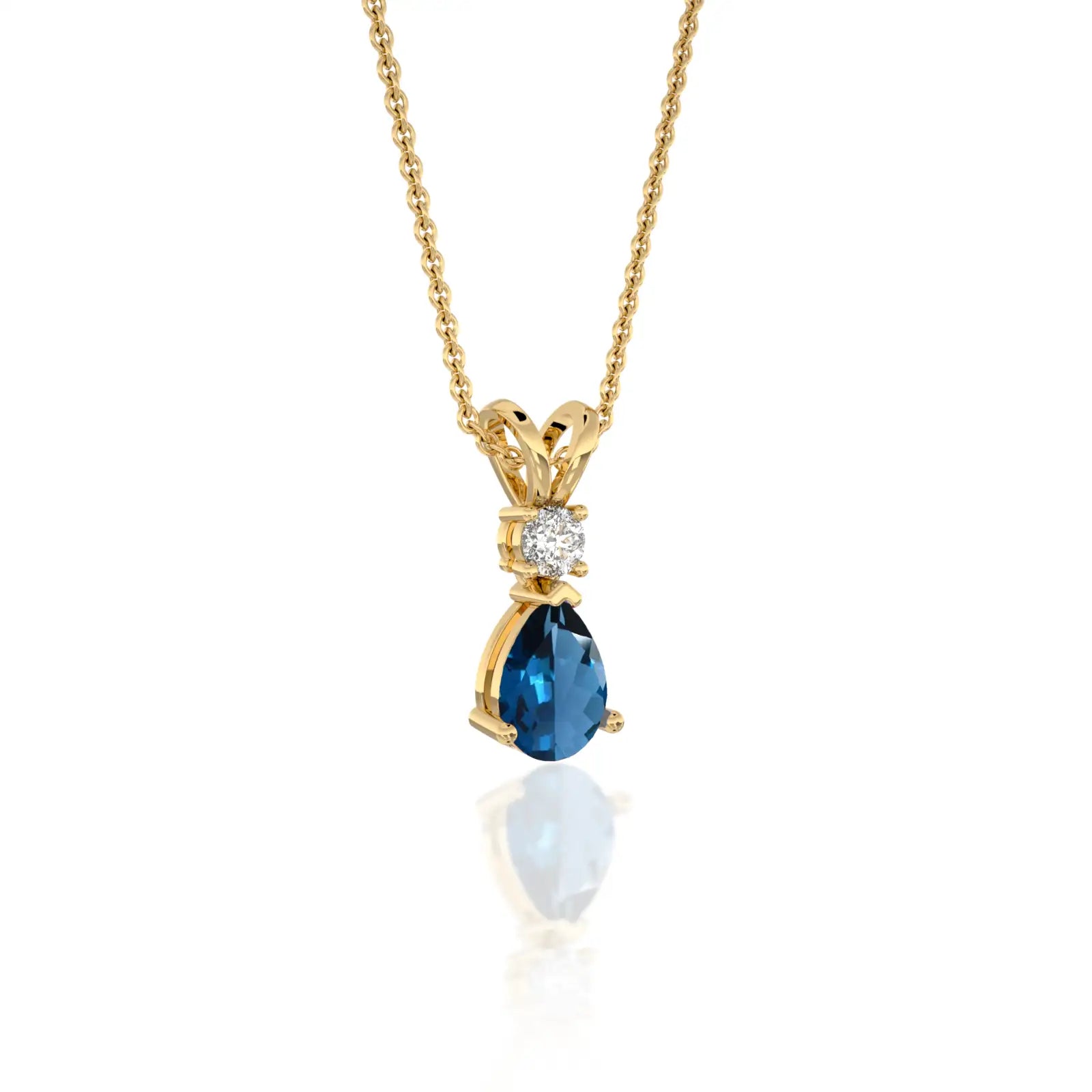 Purely september birthstone pear-shaped london blue topaz and diamond pendant