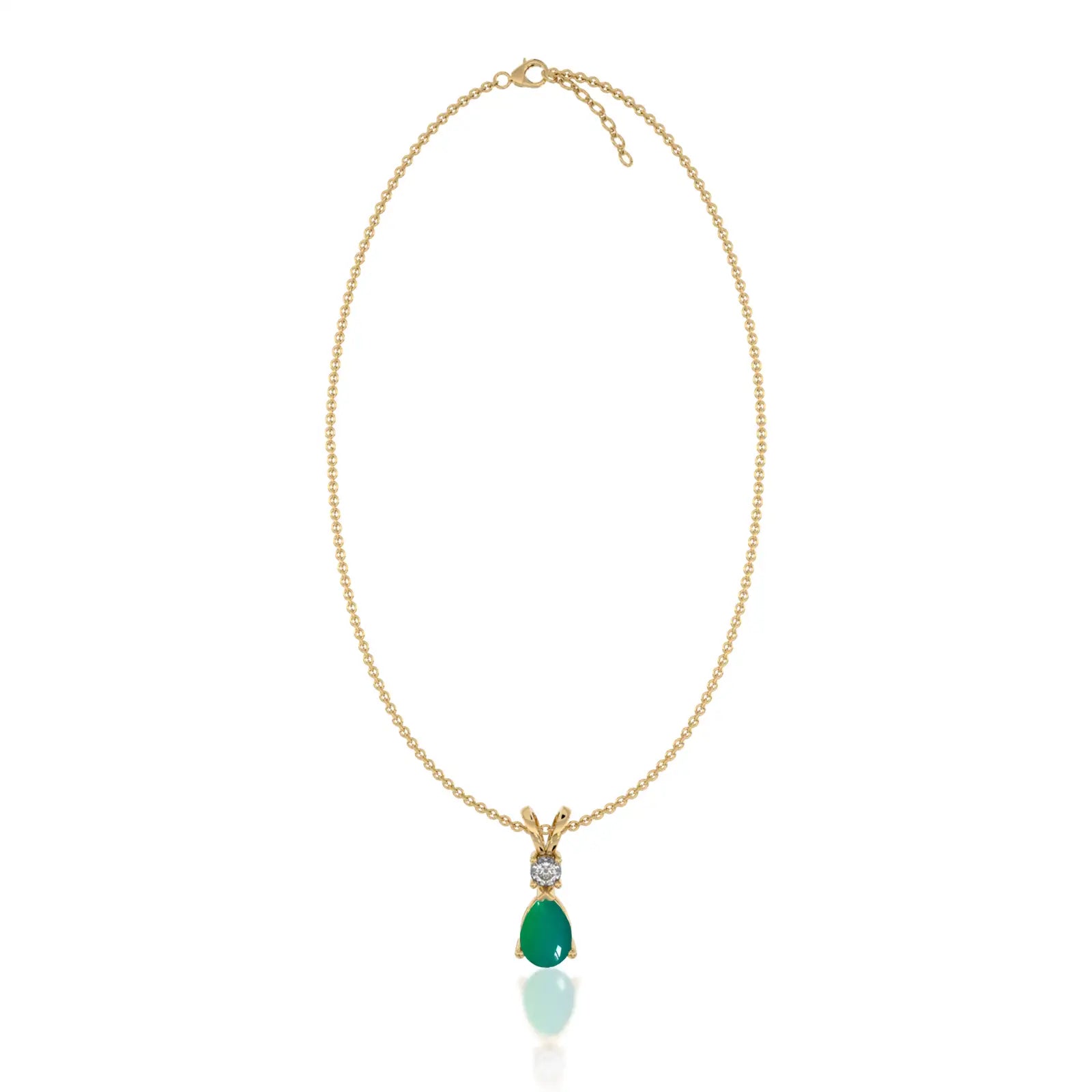 May birthstone pear shaped green agate and diamond pendant for women