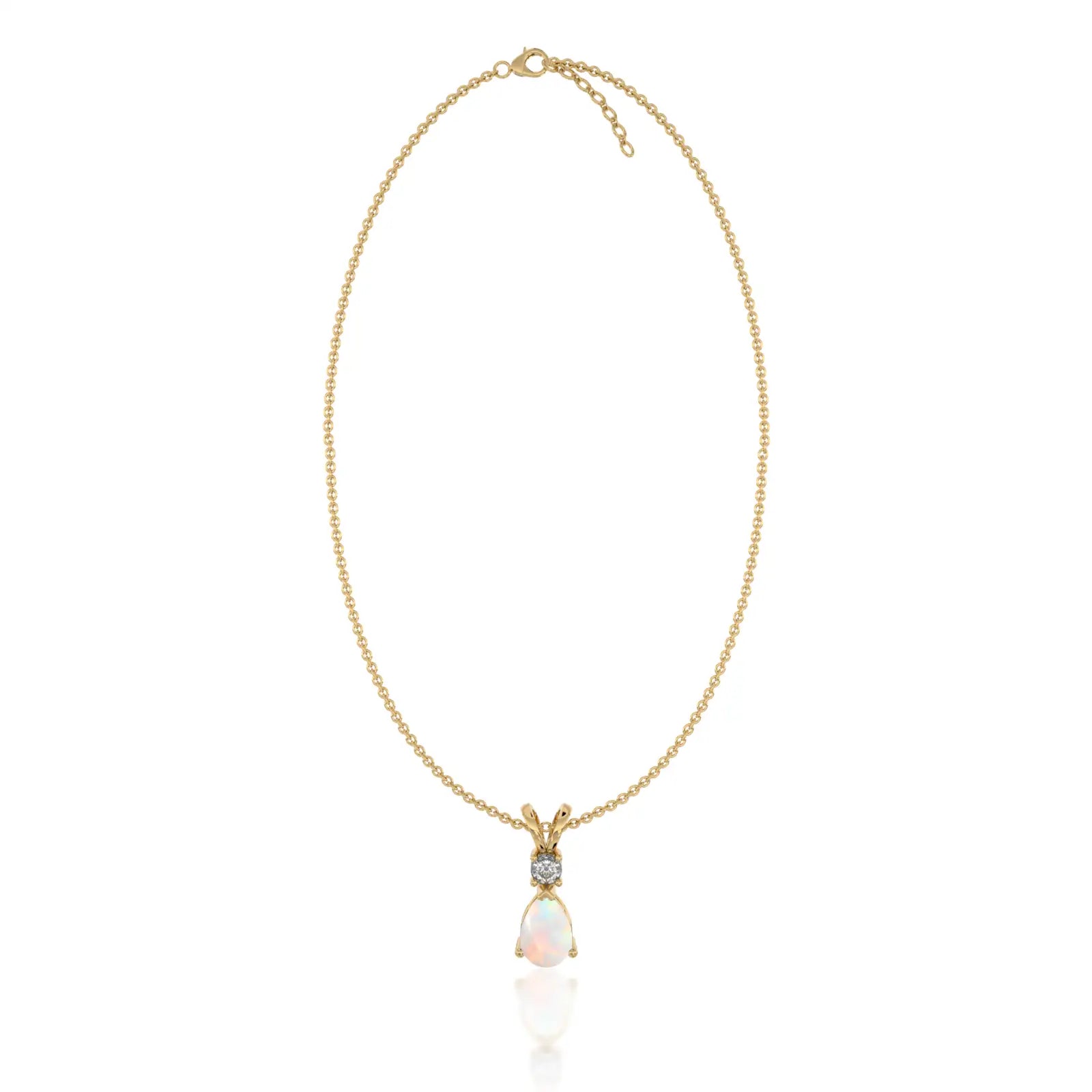 Naturally radiant october birthstone pear-shaped opal and diamond pendant