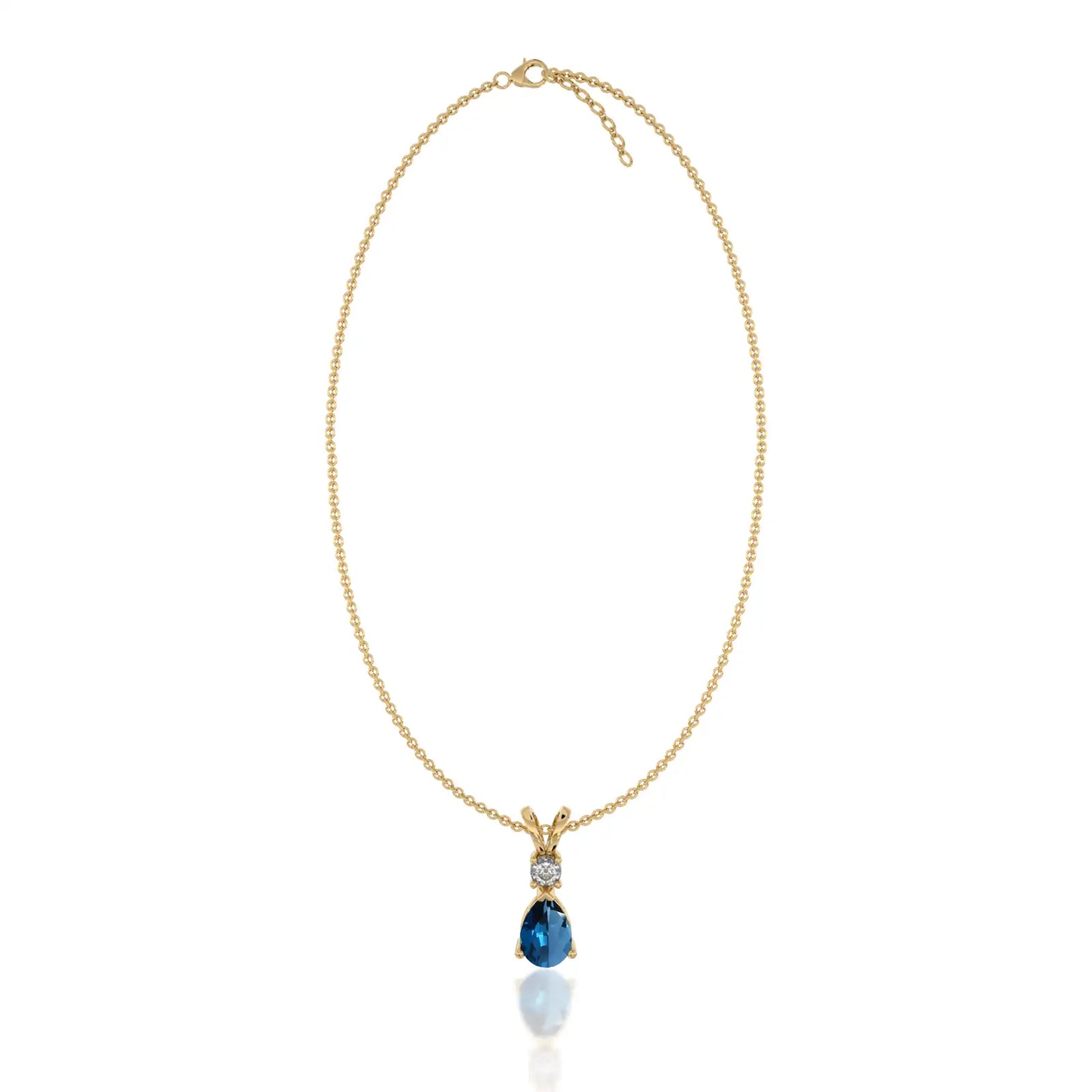 September birthstone pear-shaped london blue topaz and diamond pendant a unique shade of september
