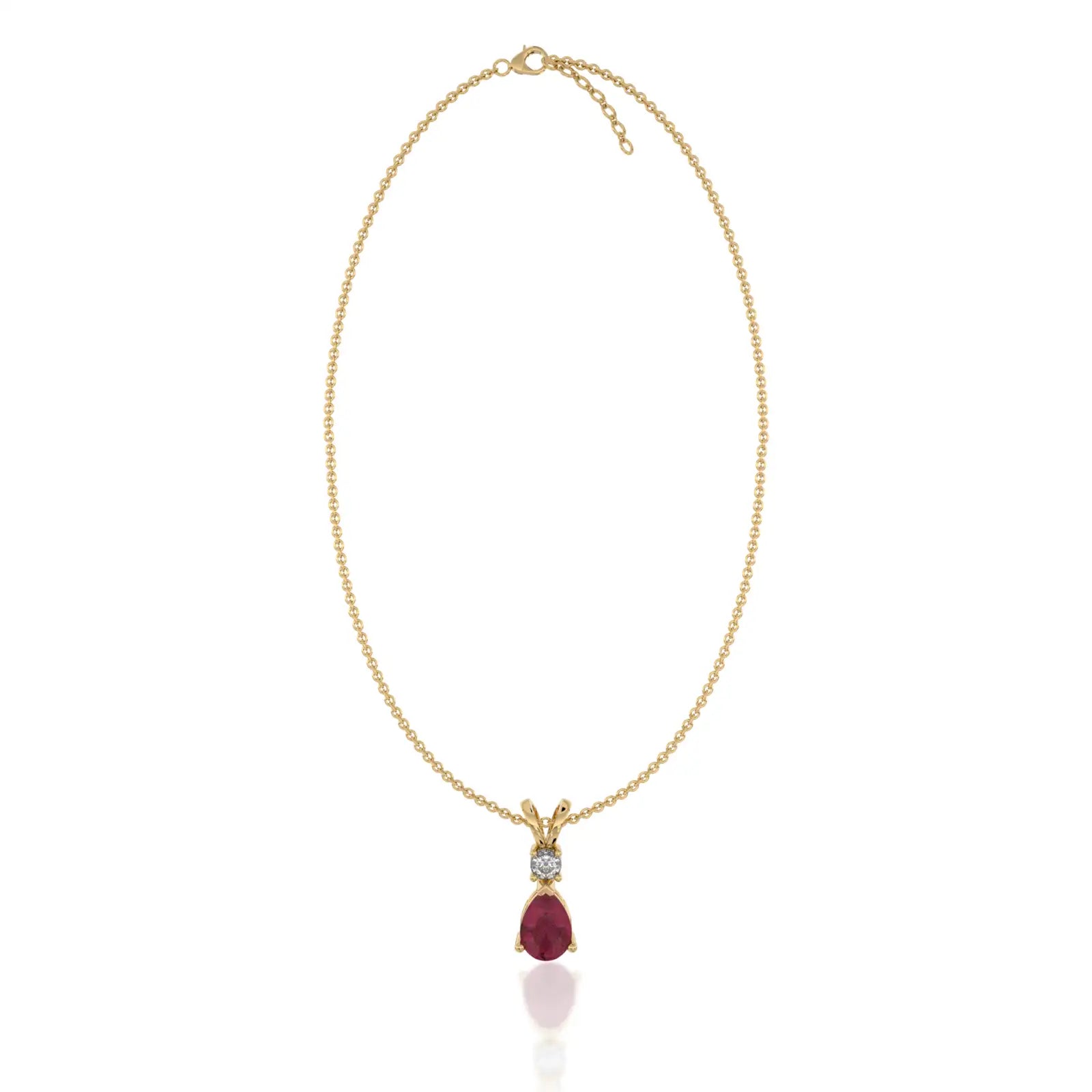 Unique january birthstone pear shaped garnet and diamond pendant