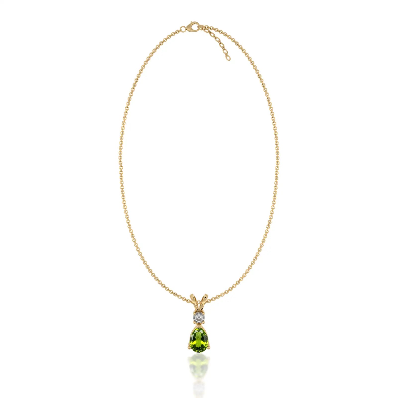 August birthstone pear-shaped peridot and diamond pendant where elegance meets meaning
