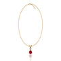 Crimson soul july birthstone pear-shaped opaque ruby and diamond pendant