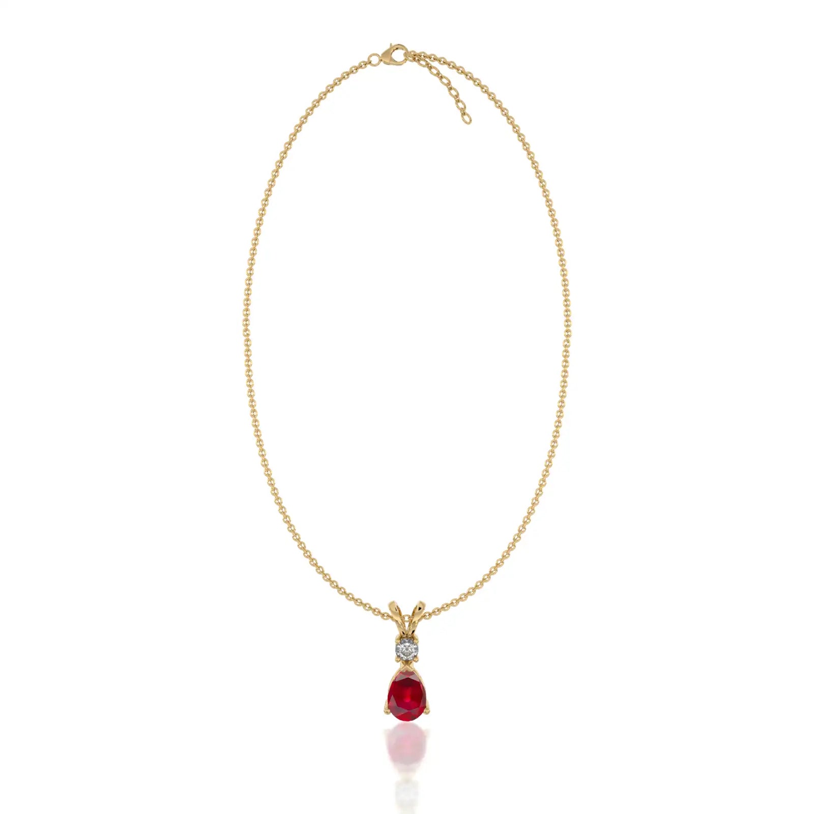 Crimson soul july birthstone pear-shaped opaque ruby and diamond pendant