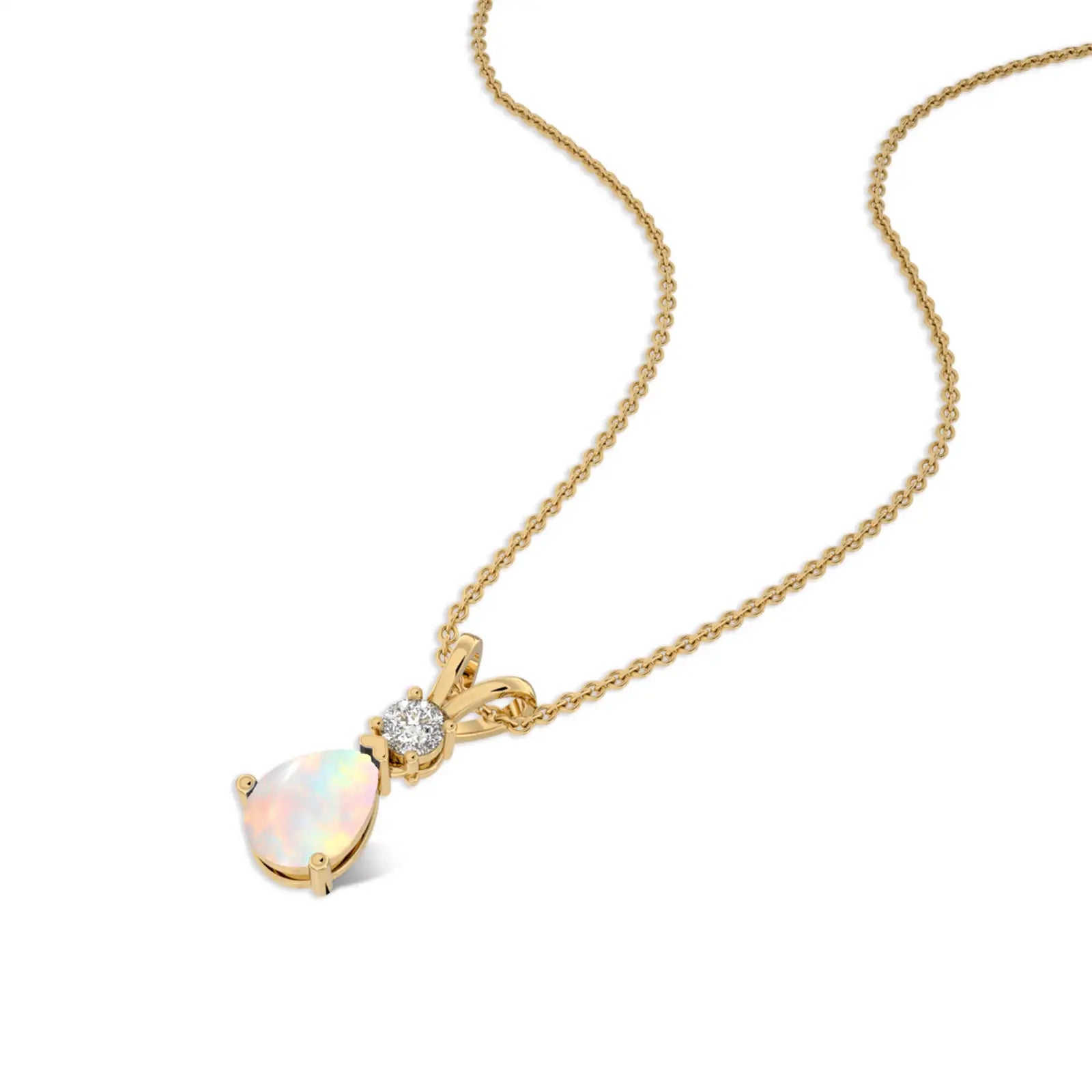 October birthstone pear-shaped opal and diamond pendant born to shine