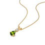 August birthstone pear-shaped peridot and diamond pendant embody your essence