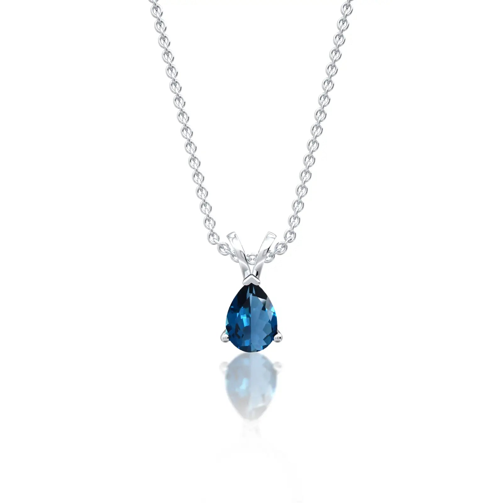 Trendy white gold september birthstone classic london blue topaz drop pendant for women