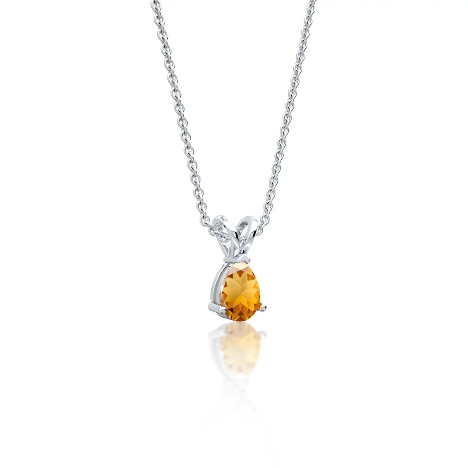 White gold november birthstone classic citrine drop pendant