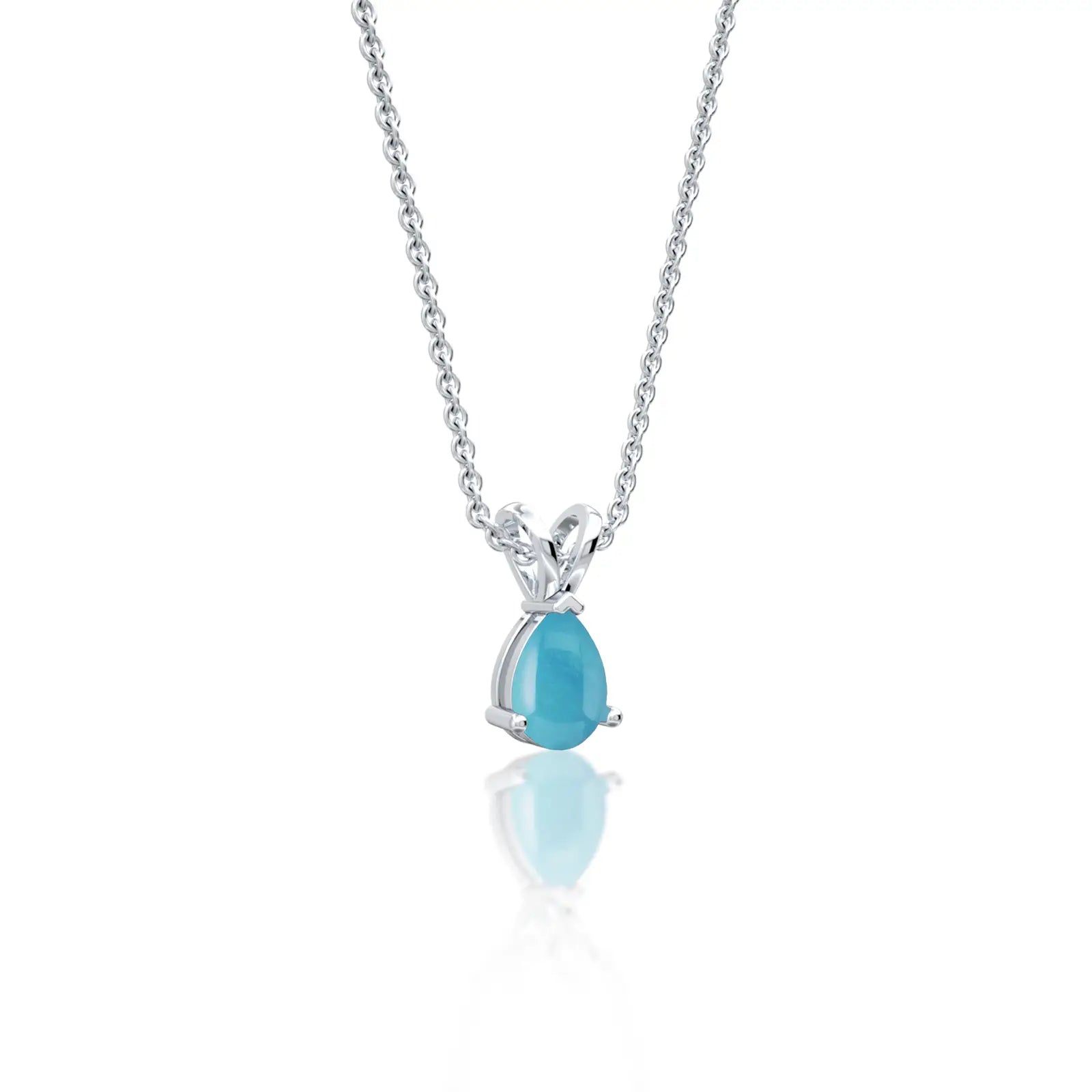 White gold december birthstone classic turquoise drop pendant