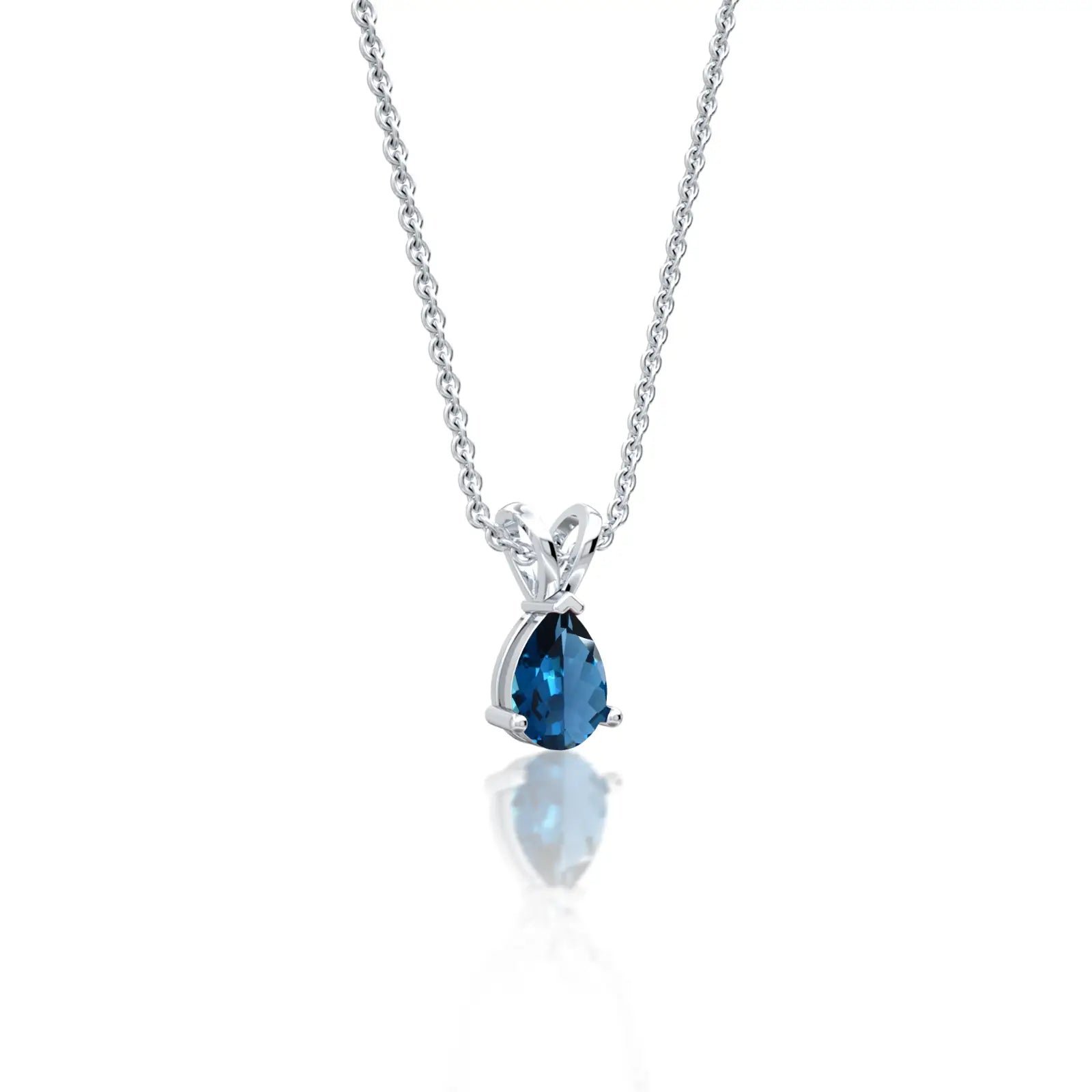 White gold september birthstone classic london blue topaz drop pendant for women
