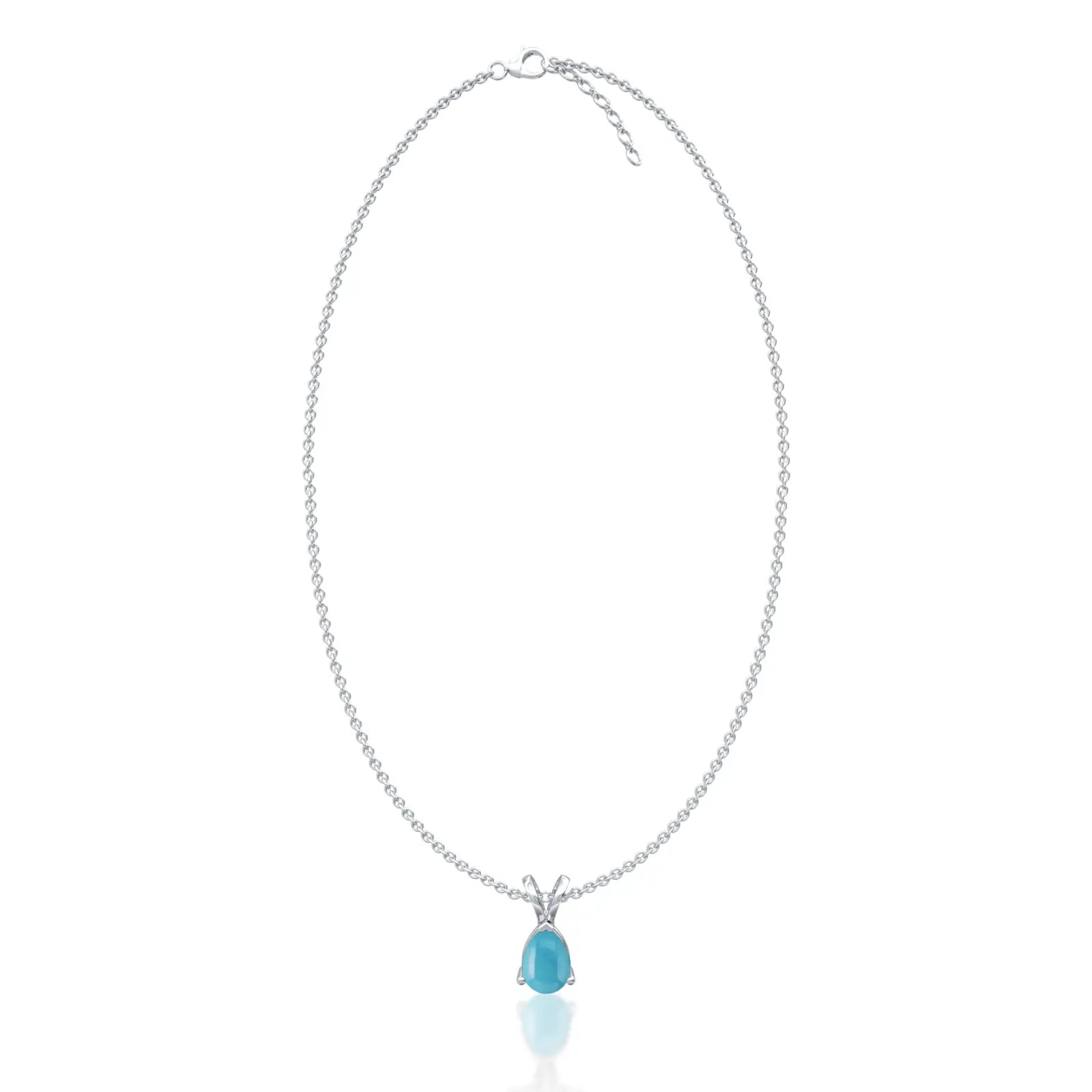 White gold december birthstone classic turquoise drop pendant for office wear