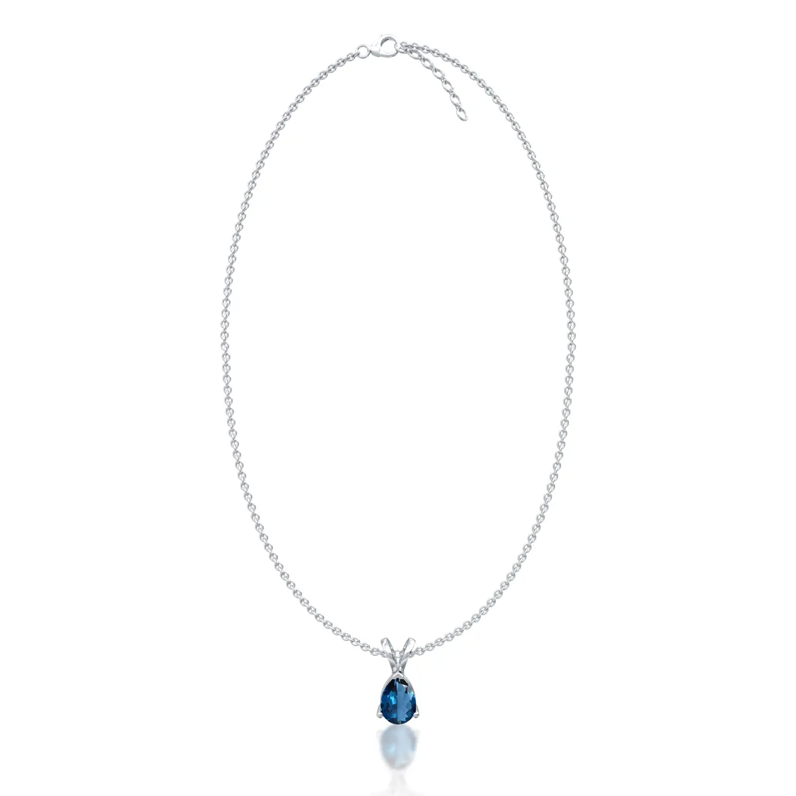 White gold september birthstone classic london blue topaz drop pendant for office wear