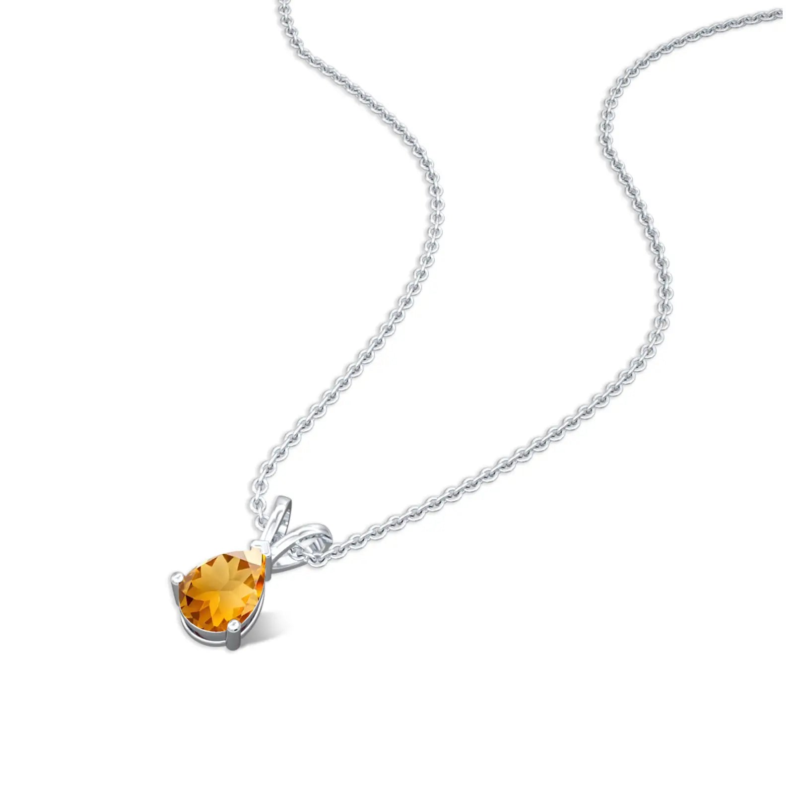 White gold november birthstone classic citrine drop pendant for women