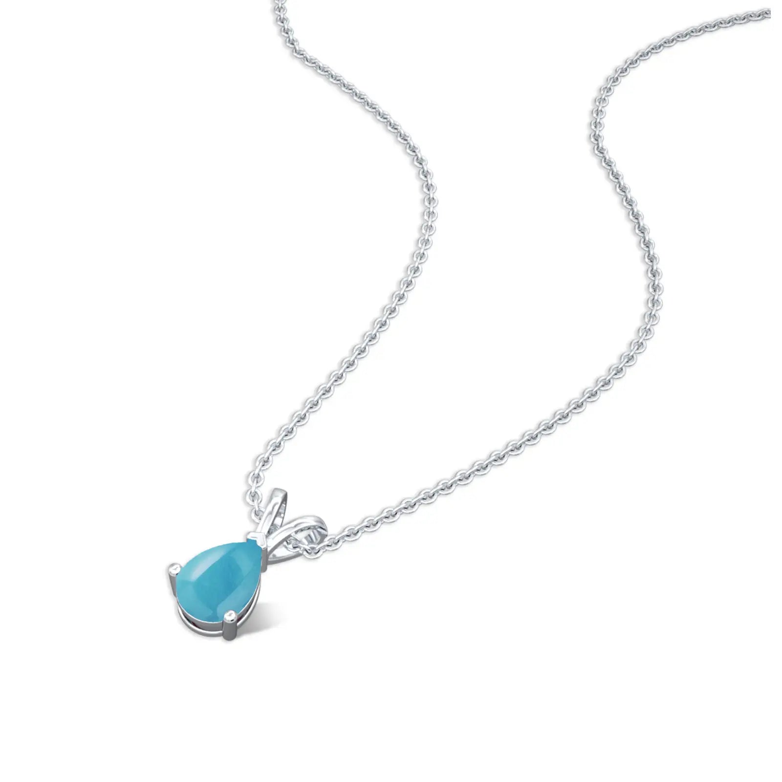 White gold december birthstone classic turquoise drop pendant for women
