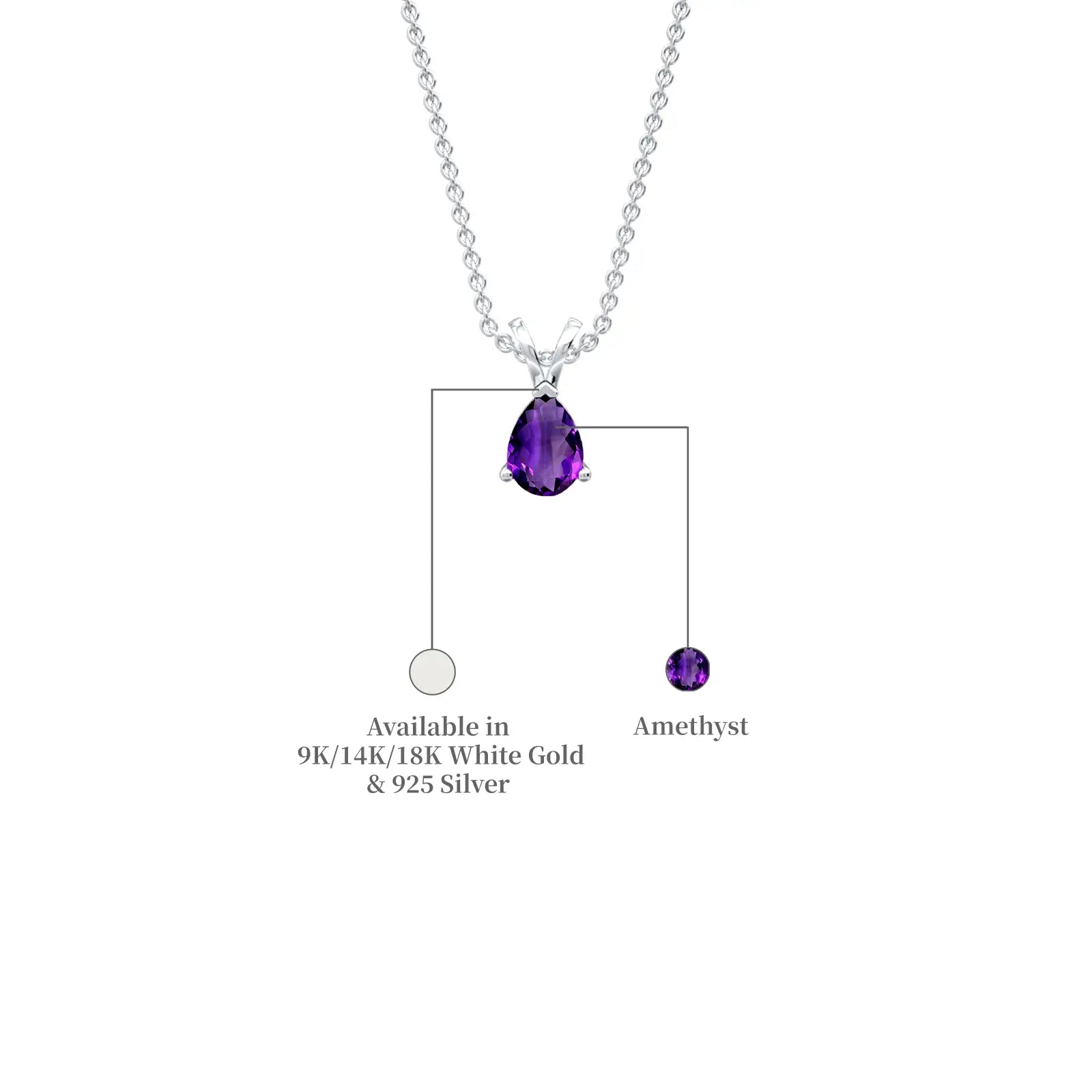 February Birthstone Classic Amethyst Drop Pendant