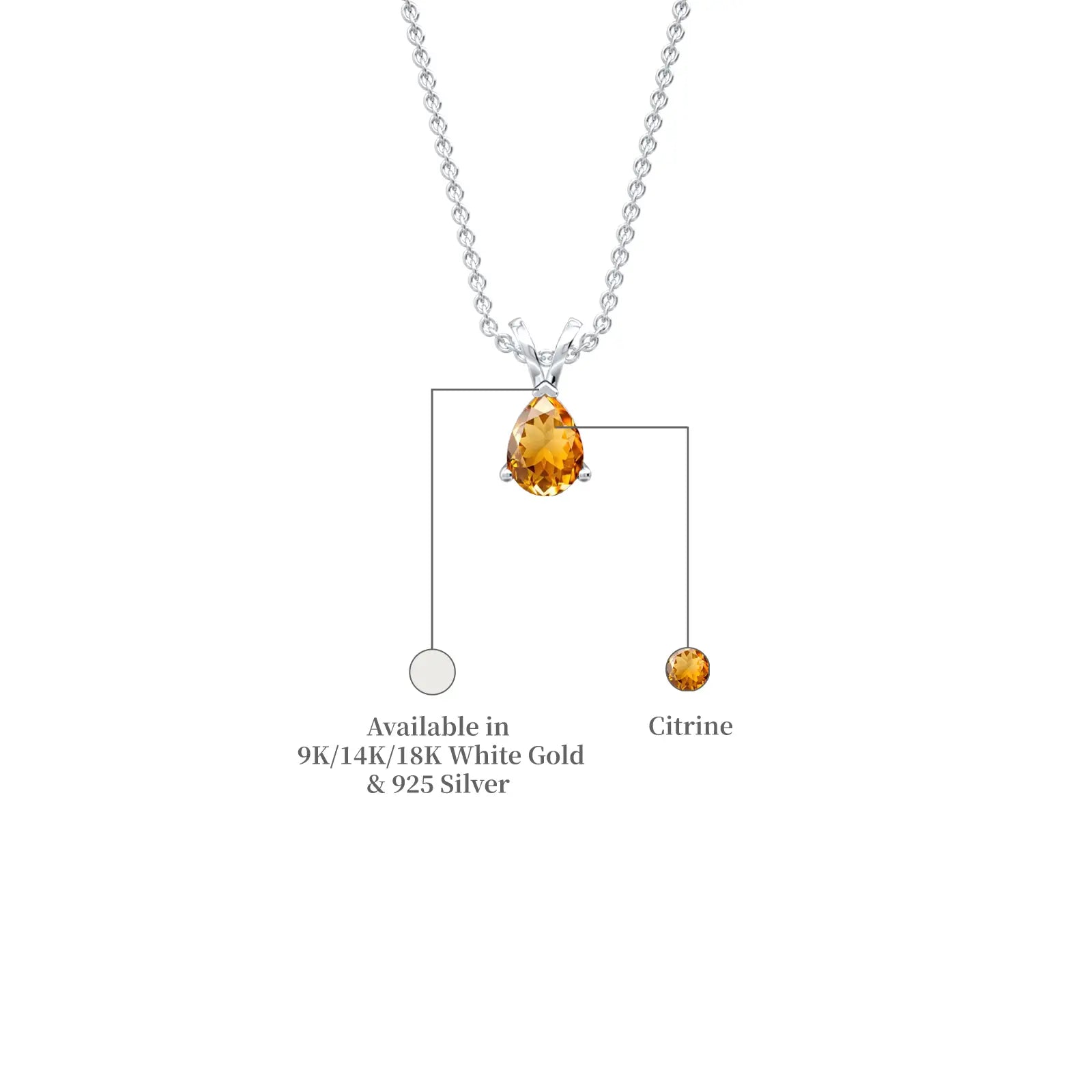 November Birthstone Classic Citrine Drop Pendant