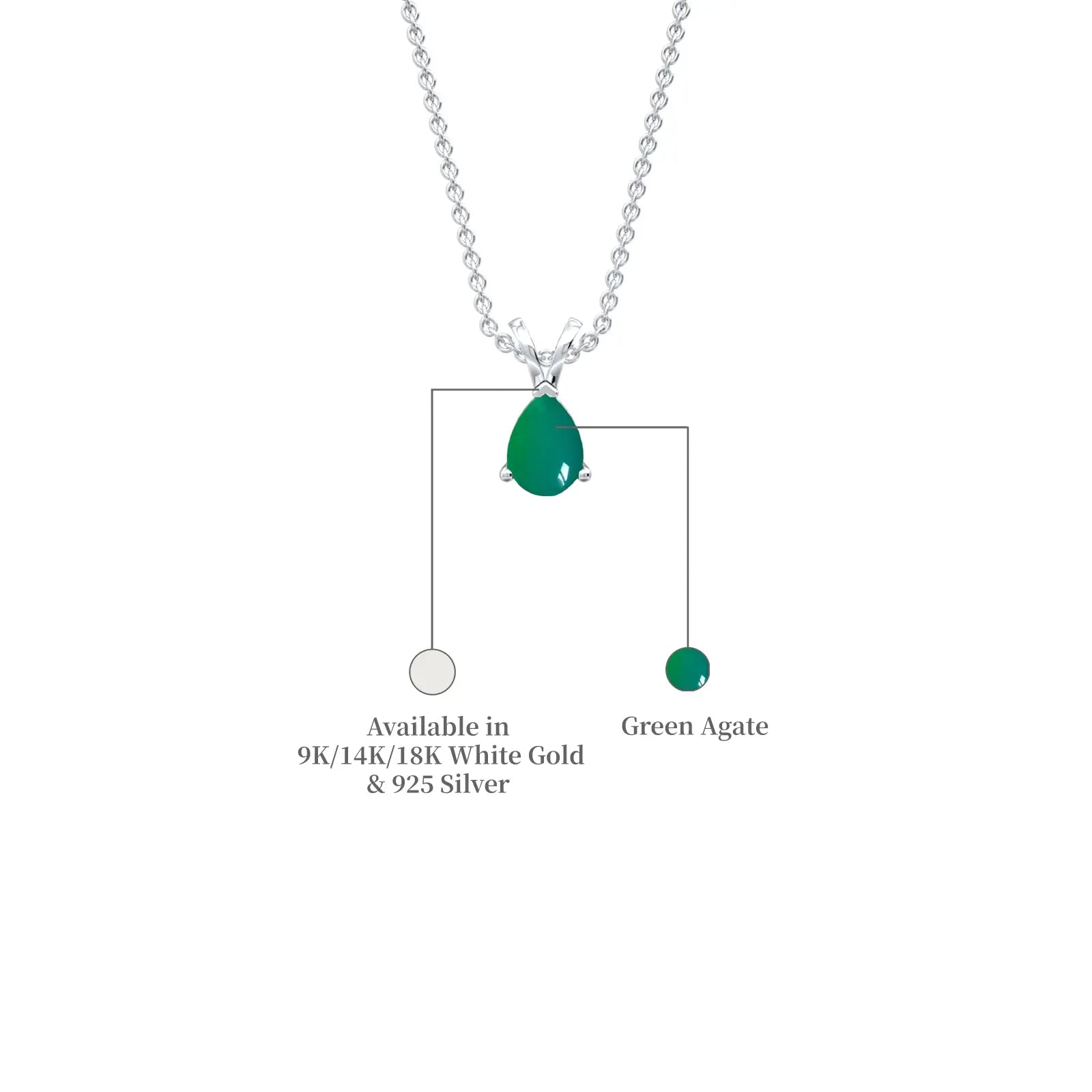 May Birthstone Classic Green Agate Drop Pendant