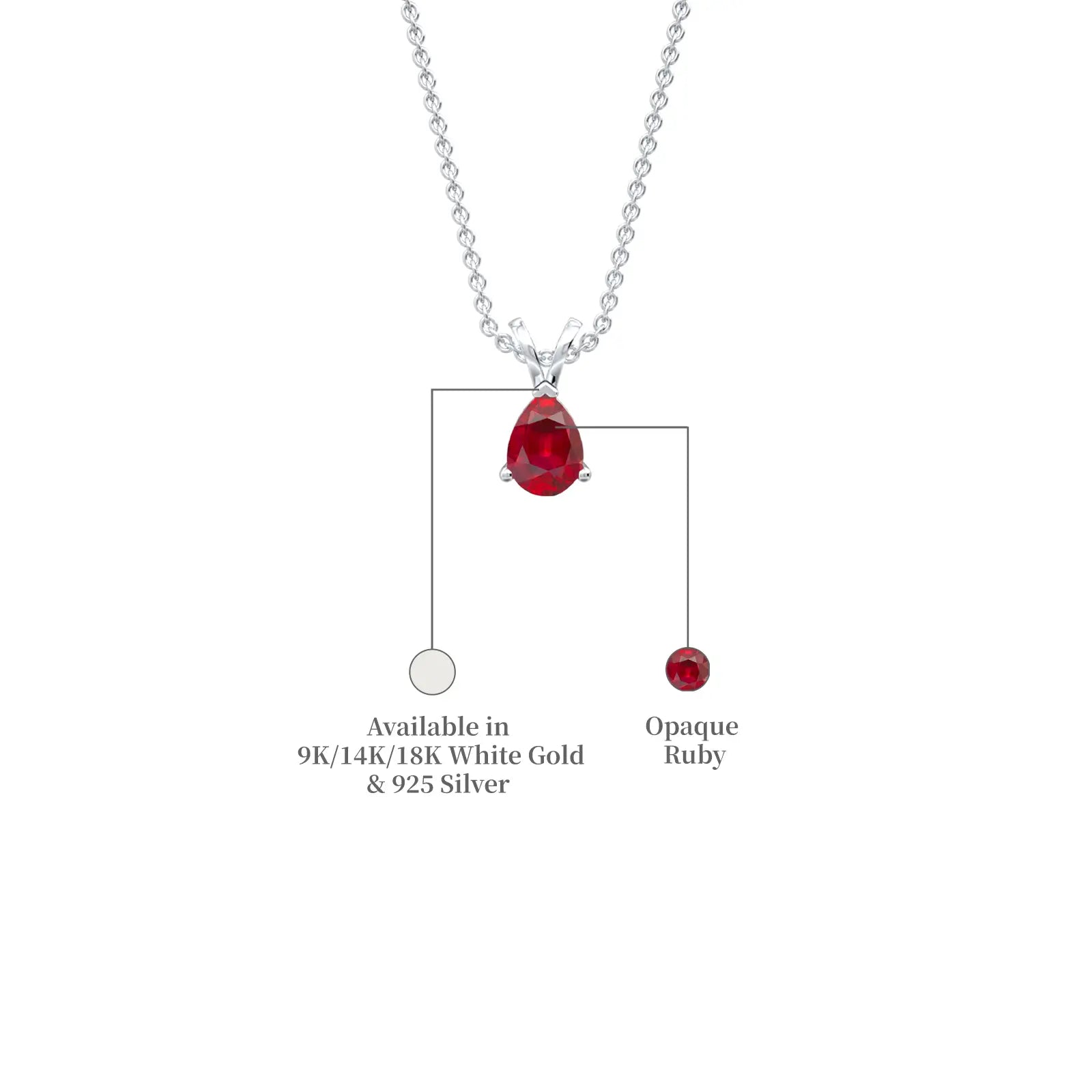 July Birthstone Classic Opaque Ruby Drop Pendant