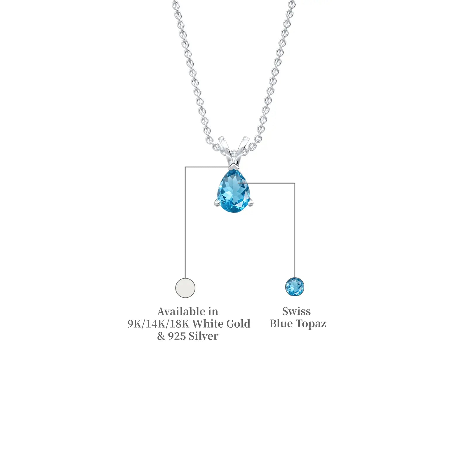 March Birthstone Classic Swiss Blue Topaz Drop Pendant